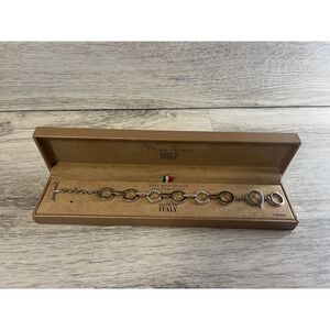 MIA FIORE 18kt GOLD PLATED/STERLING SILVER CROSS BRACELET ITALY‎